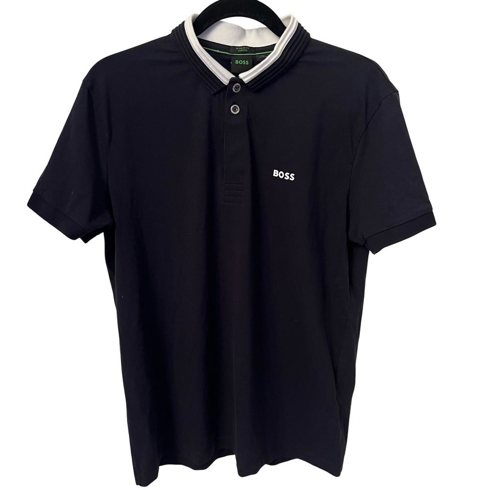 Boss NWOT Hugo Boss Paddy 1 Dark Blue Jersey Short Sleeve Polo Mens Medium